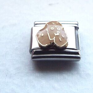 Beige enamel Poodle face 9mm stainless steel italian charm bracelet link new